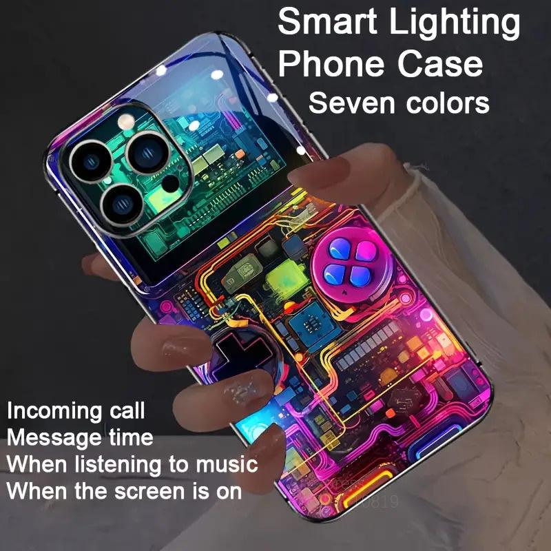 Aesthetics Mechanical Luminous Phone Case For iPhone 17 Air 16 15 14 13 12 11 Pro Max 17 Plus Mini LED Glow Phone Cover