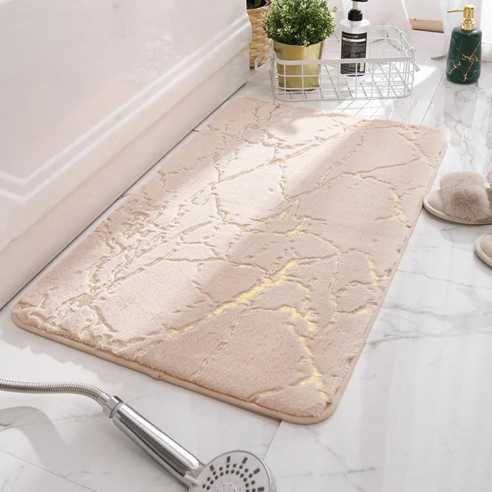 New Bathroom Mat Flannel Bronzing Printing Absorbent Non-slip Mat Living Room Carpet Toilet Bedroom Foot Mat Bathroom Accessorie