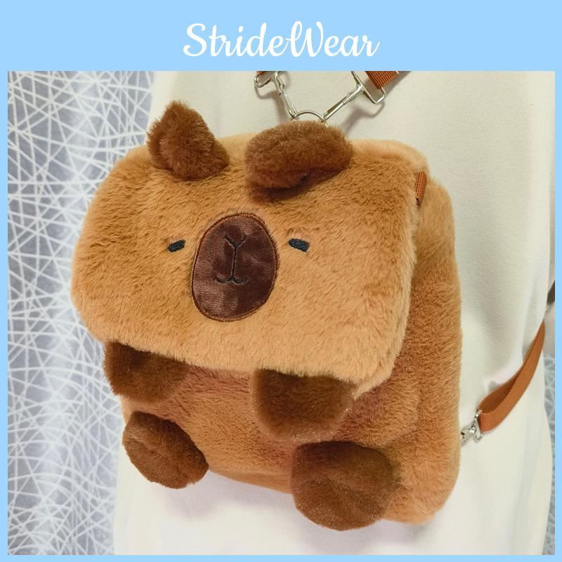 Cute Cartoon Capybara Plush Backpack With Adjustable Straps For Daily Use