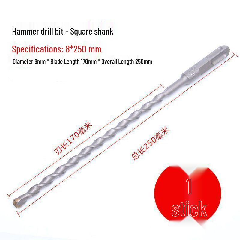 Extended Rotary Hammer Drill Bit for Concrete, Stone, and Brick