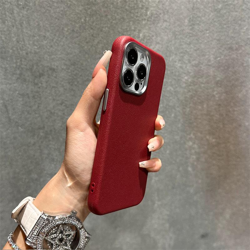 

Простой однотонный цвет, подходит для чехла для телефона Apple 16PRO, iPhone 15 Металлическая кожаная текстура, 14 больших отверстий, Парный противоударный, 13 Мягкий Huawei Pura 70 Pro