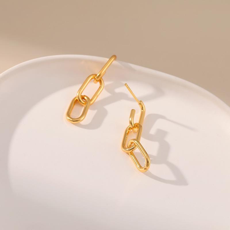 Geometric Minimalist Chain 18k Gold Plated Fashion Earrings For Women