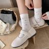 Small Floral Mid-calf Socks - Children's Autumn/winter Soft Pile Socks - College Style Long Cotton Socks