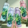 1PC Big Green Monstera Leaf 750ml Color Plastic Sports Water Bottle Leakproof Flip Straw Lid Suitable for Sports Office Home Use