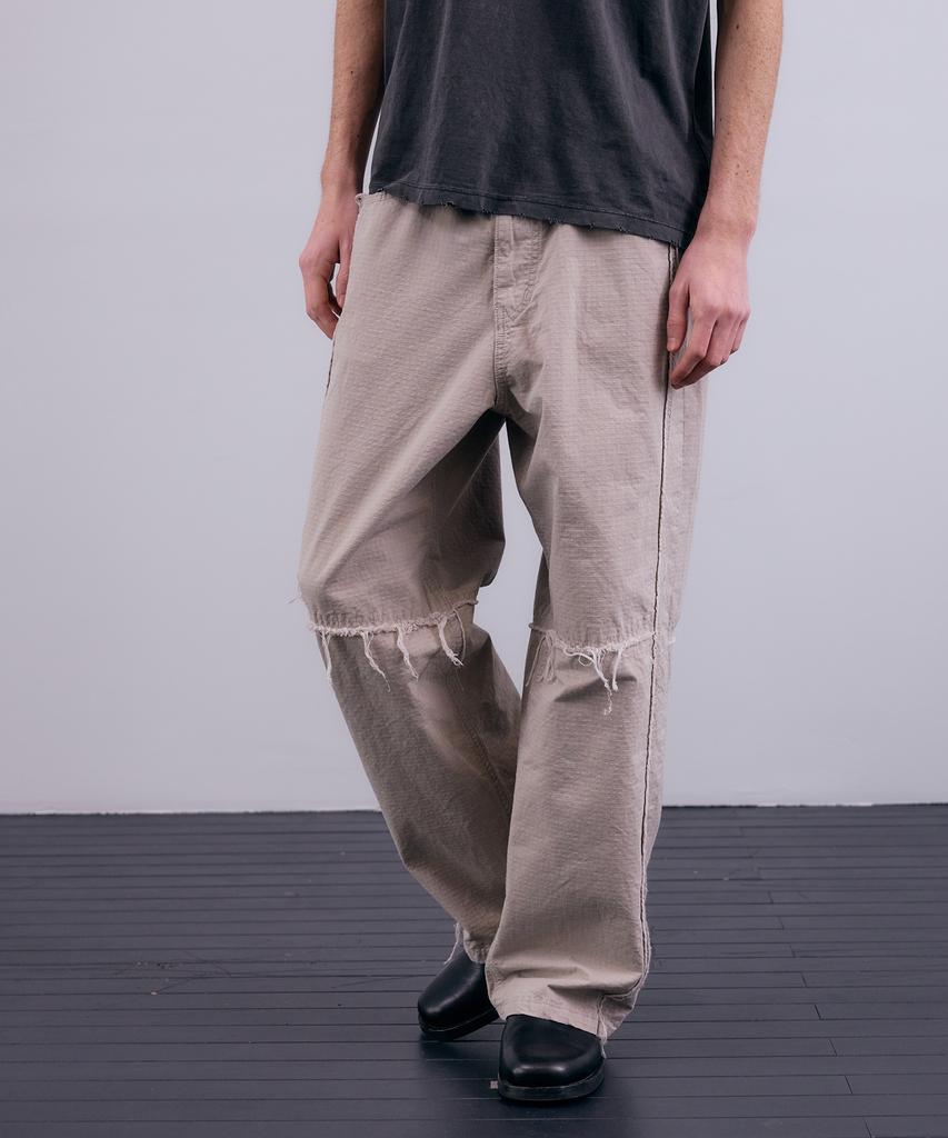 NUAKLE (M) Grid Damage Pants_Oyster