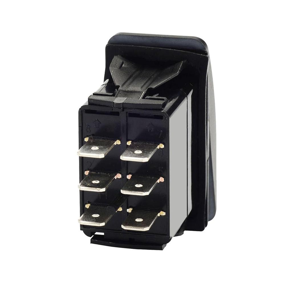 12V/24V DC Reverse Polarity Switch 6P (ON)-Off-(ON) 3 Way Momentary Rocker Switch Non-Light DPDT Marine Toggle Switch for Car Boat Pontoon Polaris