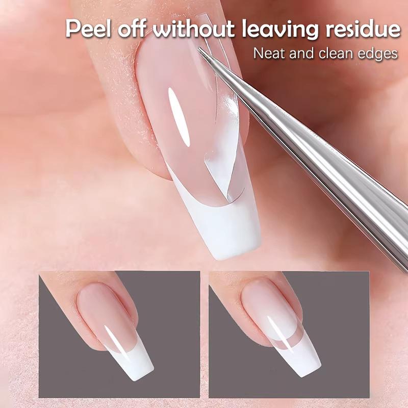 Fully Transparent Hollow French Nail Stickers Spray Painting Stencil French Edges Templates Patting Glue Adhesive Auxiliary Tool
