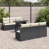 Ensemble de Canapés de Jardin de 7 Pièces avec Coussins Noir Poly Rattan, Canapé de Jardin 2 Places avec Coussins Noir Poly 3348743