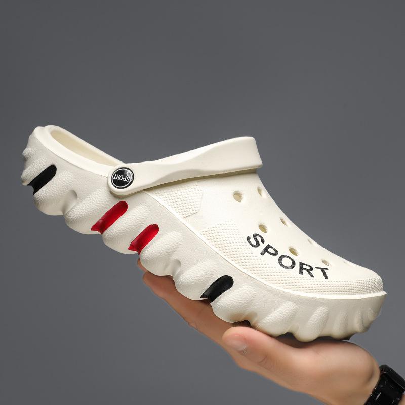 Cool Slippers Outside Hole Shoes, Outdoor Non-Slip Thick-Soled Beach Shoes With Soft Soles, Two Driving Sandals, Men'S Trendy Models