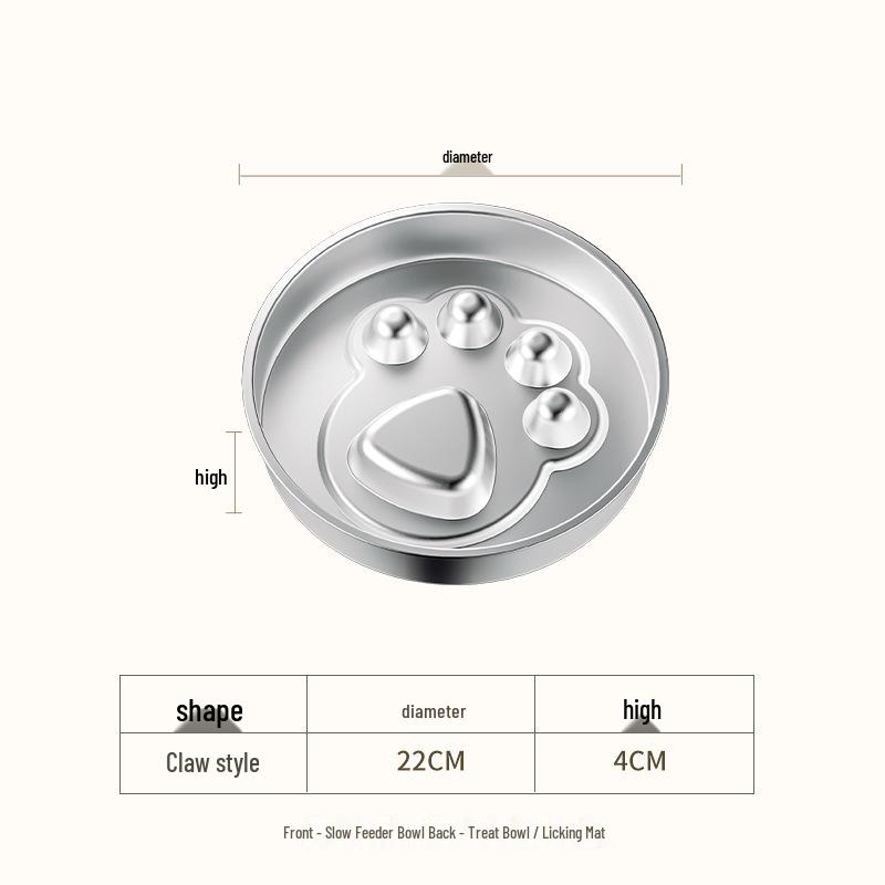 

Stainless Steel Non-Slip Slow Feeder Pet Bowl for Cats & Dogs Paw 201 (with Non-slip Pads)