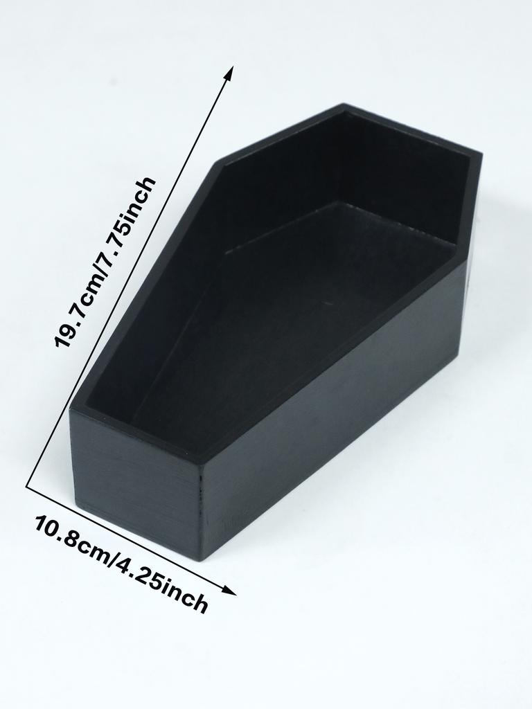 Black Coffin Shaped Planter Pot Halloween Themed Succulent Flowers Style Wood Container Creative Desktop Decor for Home & Garden