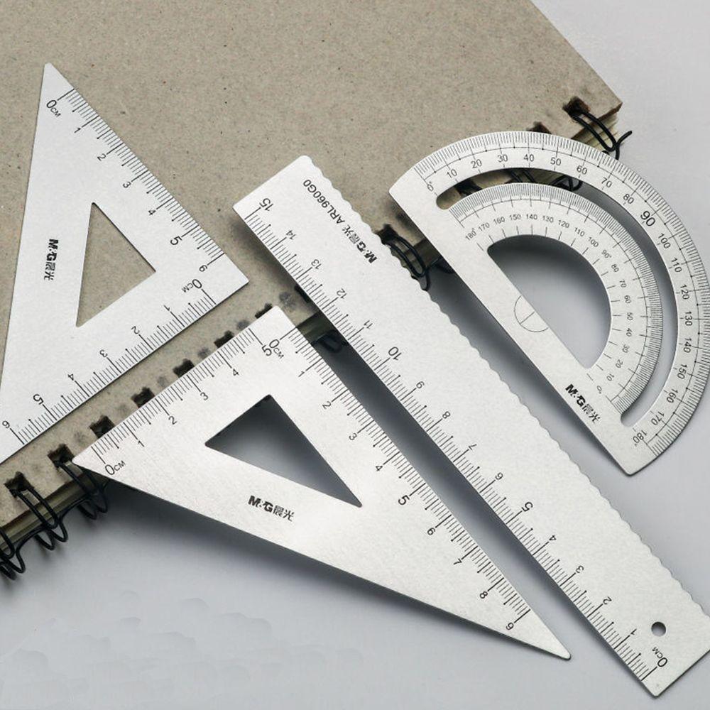 Compass Measurement Aluminium Ruler Set Drafting Supplies Examination Stationery Metal Rulers