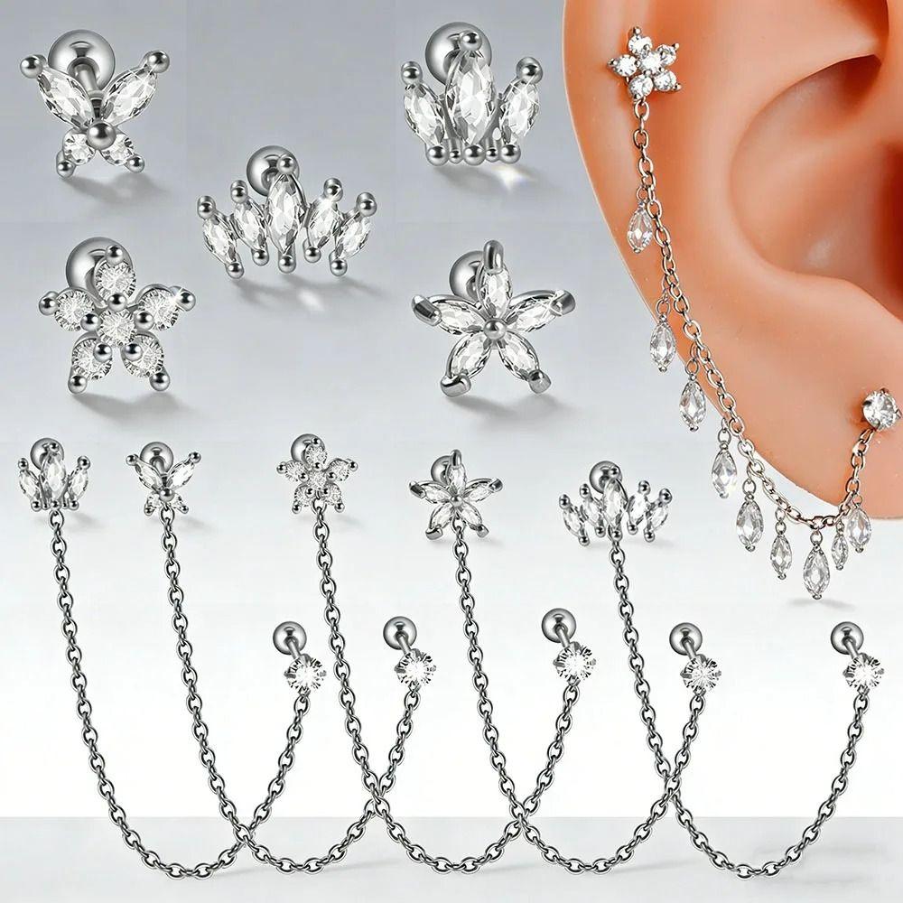 Steel Piercing Earring Zircon Helix Piercing Fashion Tragus Piercing Gift