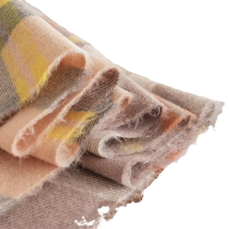 Street plaid imitation cashmere scarf Fashion commuter scarf Women's warm neck protection scarf Cold protection shawl