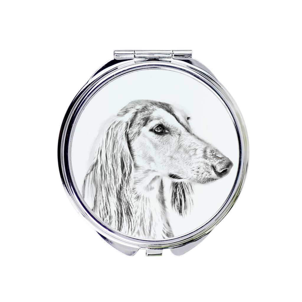 Saluki, Persian Greyhound, Arabian hound- Pocket mirror with a dog, personalized mirror for a purse, compact mirror with Art-Dog brand print. – Makeup