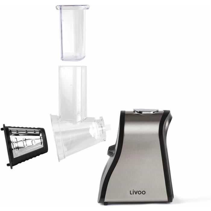 LIVOO DOP192 Multifunction Electric Grater - Black and Grey - 4 Interchangeable Cones