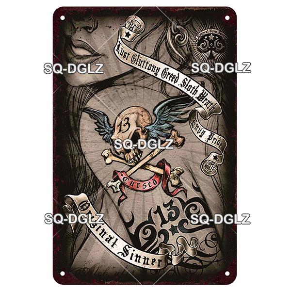 [SQ-DGLZ] Tattoo Styles Metal Sign Vintage Plaque Tin Sign Plate Wall Decor For Bar Club Man Cave Art Painting Travel Poster