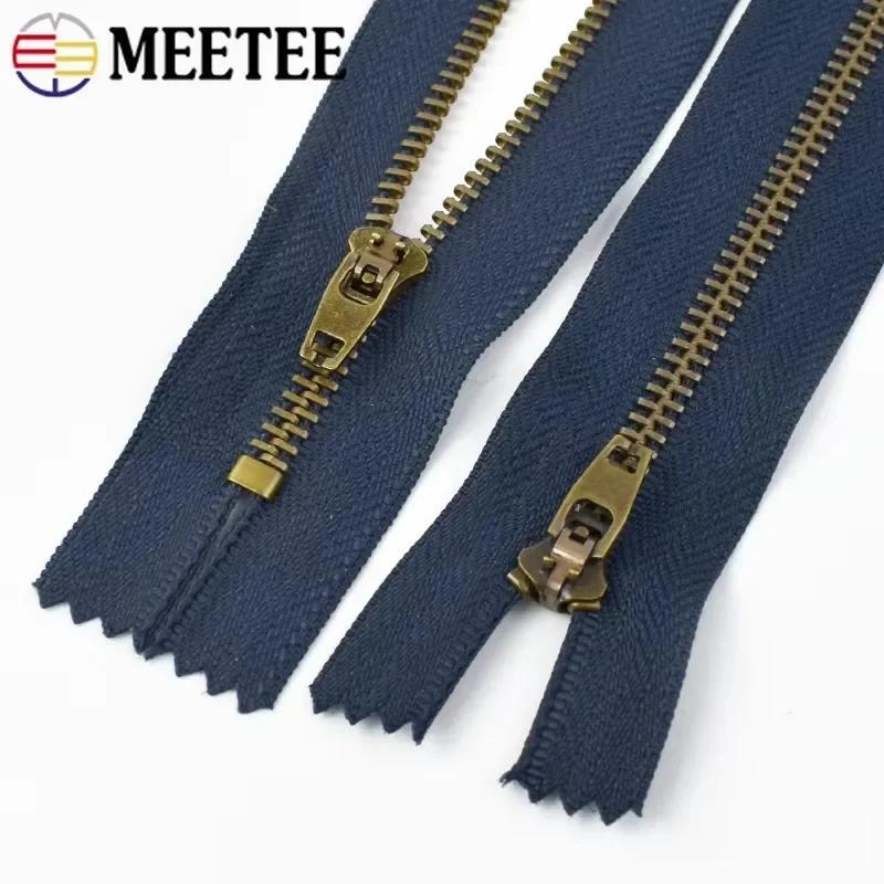 5-20Pcs 4# 10/13/15/18cm Close-End Metal Zipper Auto Lock Decor Zippers for Bags Pants Pocket Zip Repair Kits Sewing Accessories