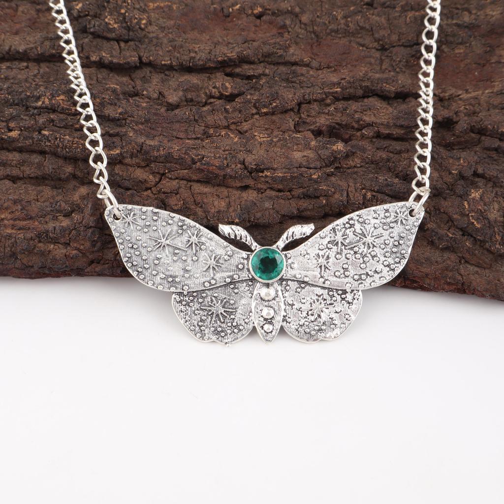 Grüner Smaragd Edelstein Anhänger Schmuck, Handgefertigter Wunderschöner Silberanhänger, 925 Sterling Silber Schmuck Für Hochzeitsgeschenk