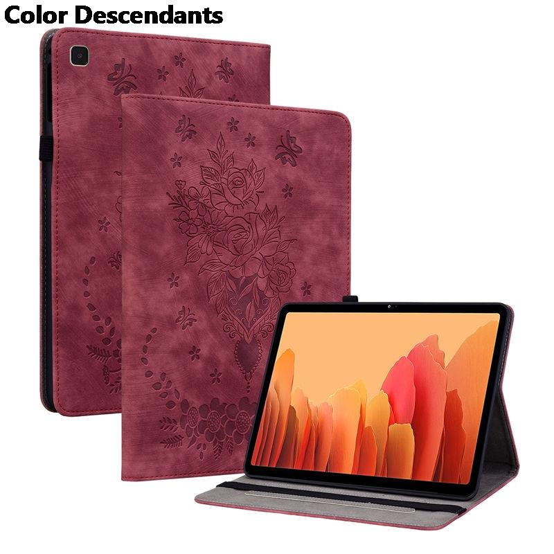 

For Samsung Galaxy Tab A7 10.4 2020 Case SM-T500 SM-T505 Funda Rose flower Embossed Cover for Galaxy Tab A7 10.4 2022 SM-T509 A7 10.4 T500 T505 красный