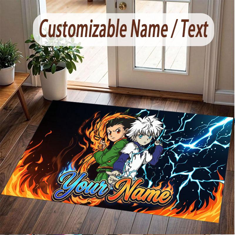 Custom Name Crystal Velvet Rug,Hunter × Hunter Comfortable Anti Slip Floor Mat For Room Decoration