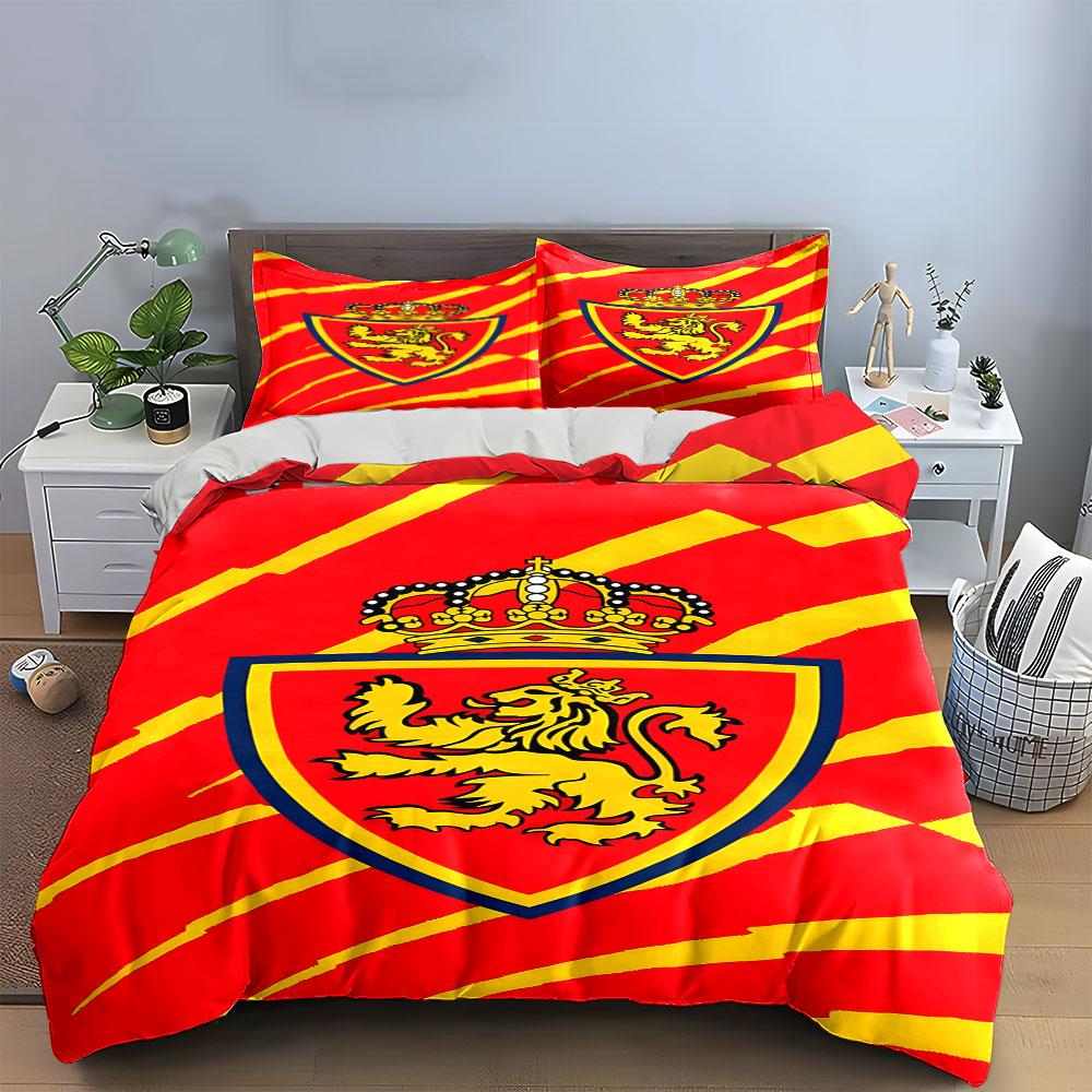 Crowned lion emblem pattern. Bedding sets Duvet cover sets Duvet covers Pillowcases(1*Duvet Cover 2*Pillowcases without duvet insert)