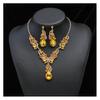 Women Necklace Earrings Rhinestone Luxury Hollow Symmetric Retro Set Out Anti-allergy Hanging Earrings Bridal Wedding