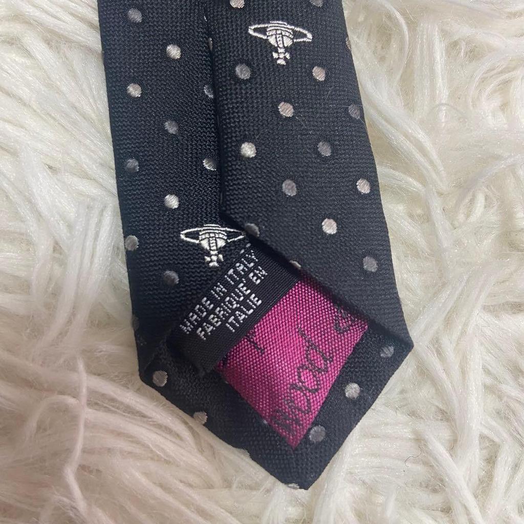 Used Vivienne Westwood Orbro Logo All Over Pattern Jacquard Narrow Tie