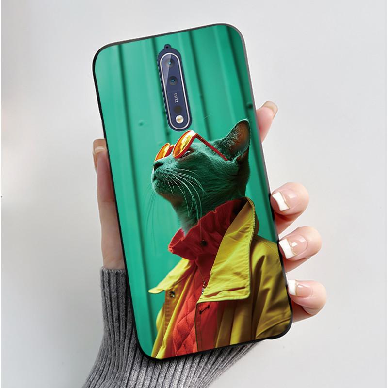 Custodia Per Nokia 8 / Nokia 8 Sirocco Custodia per Telefono Estetica Moda Gatto Carino Nero Opaco Morbido TPU Silicone Copertura Protettiva Paraurti