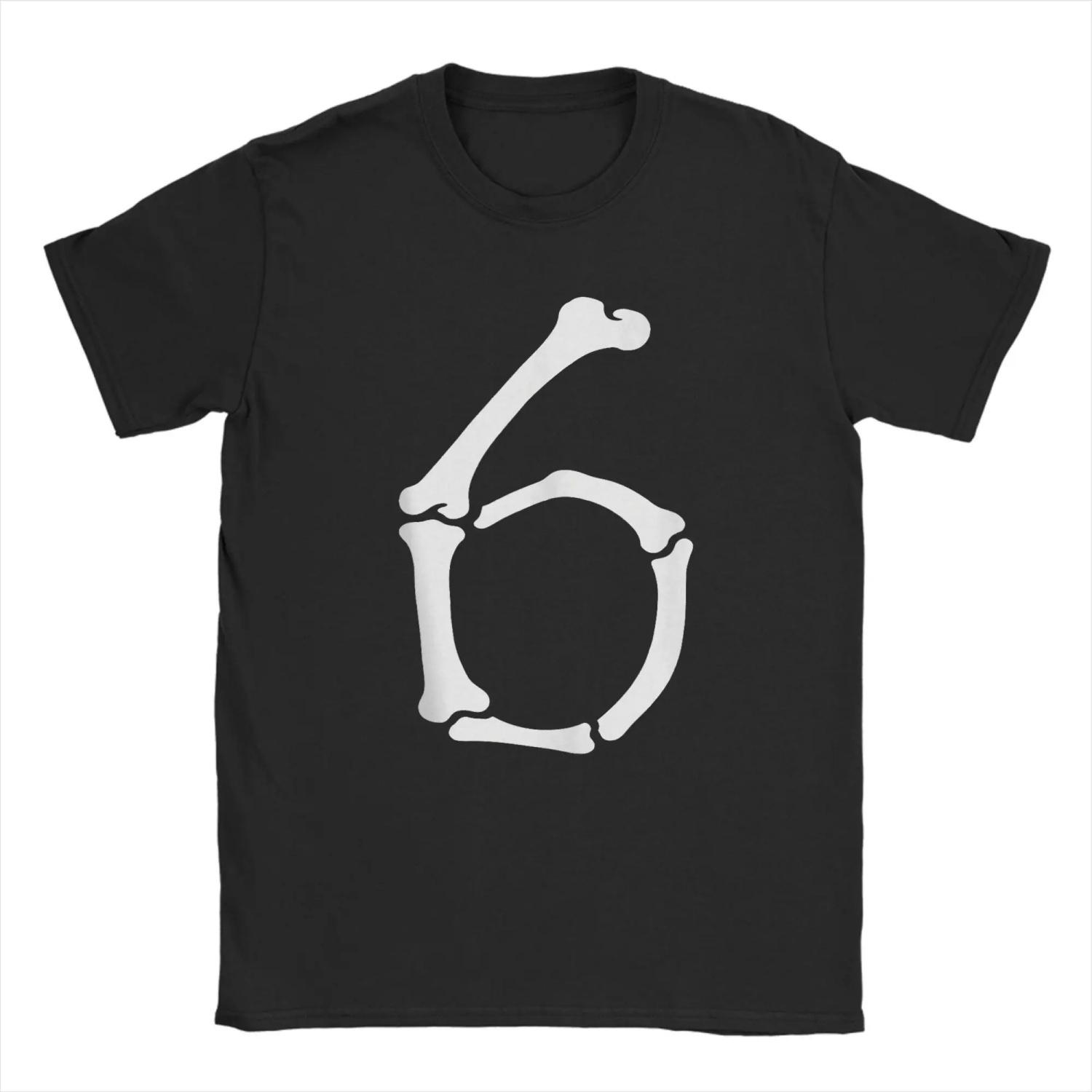 

6 Number Six Bones Graphic Funny School Halloween T Shirt Fashion Tees Short Sleeve Round Collar T-Shirt Cotton Graphic Tops XXXXXL чорний