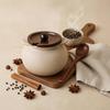 Lard Jar Ear Handles Ceramic Food Storage Jar Ceramic Canister with Lid Beige Lidded Container Easy to Clean for Kitchen