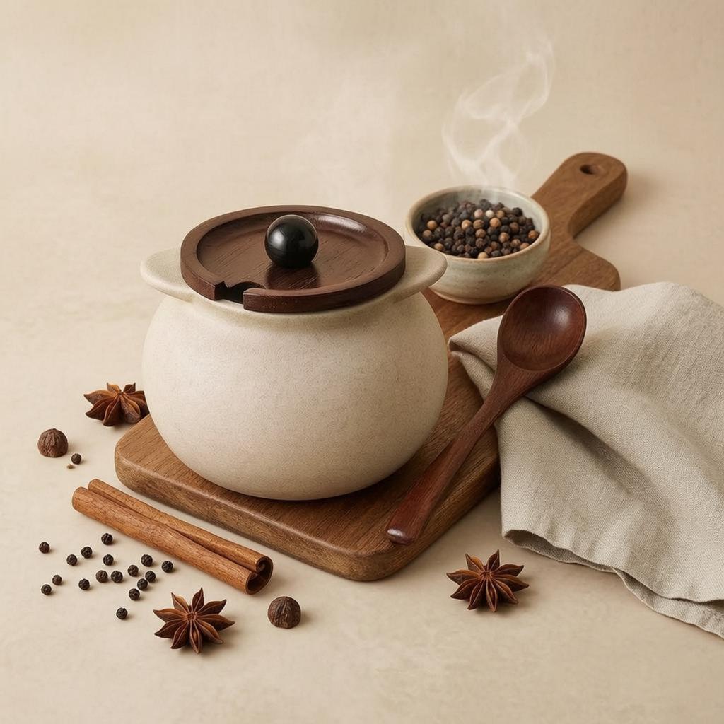 Lard Jar Ear Handles Ceramic Food Storage Jar Ceramic Canister with Lid Beige Lidded Container Easy to Clean for Kitchen