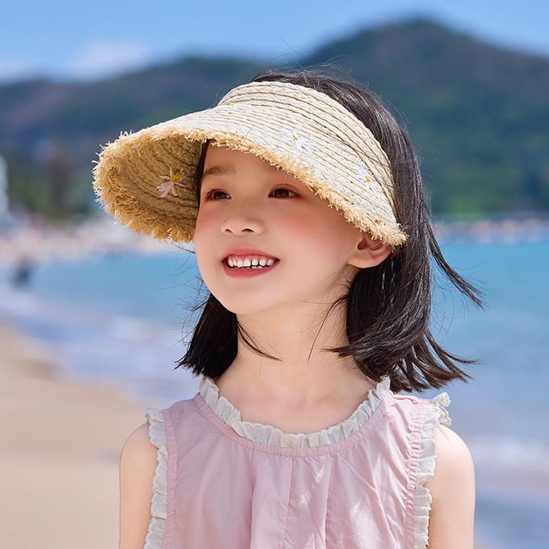 Kids Summer Straw Hat With Wide Brim And Ventilation For Sun Protection And Comfort бежевый