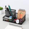 Creative Metal Art Pen Holder - Three-Grid Multifunctional Desktop Stationery Organizer