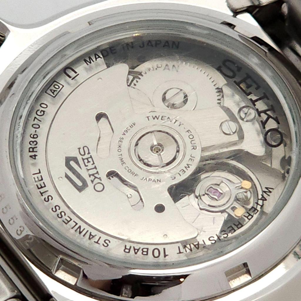 Used Excellent Condition SEIKO Seiko 5 Sports 4R36-07G0 Automatic Working Display Case Back