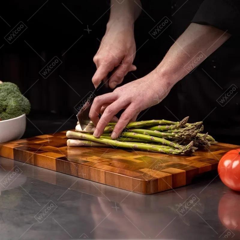 WXCOO Thicken Acacia Wooden Cutting Board Non-slip Double-sided Splicing Checkerboard Solid Wood for Cut Vegetable Fruit Board