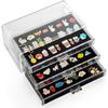 Pin Display Case, 3 Drawers Enamel Pin Display Box Dustproof Pin Collection Display Holder Pin Organizer for Collectors (Black)