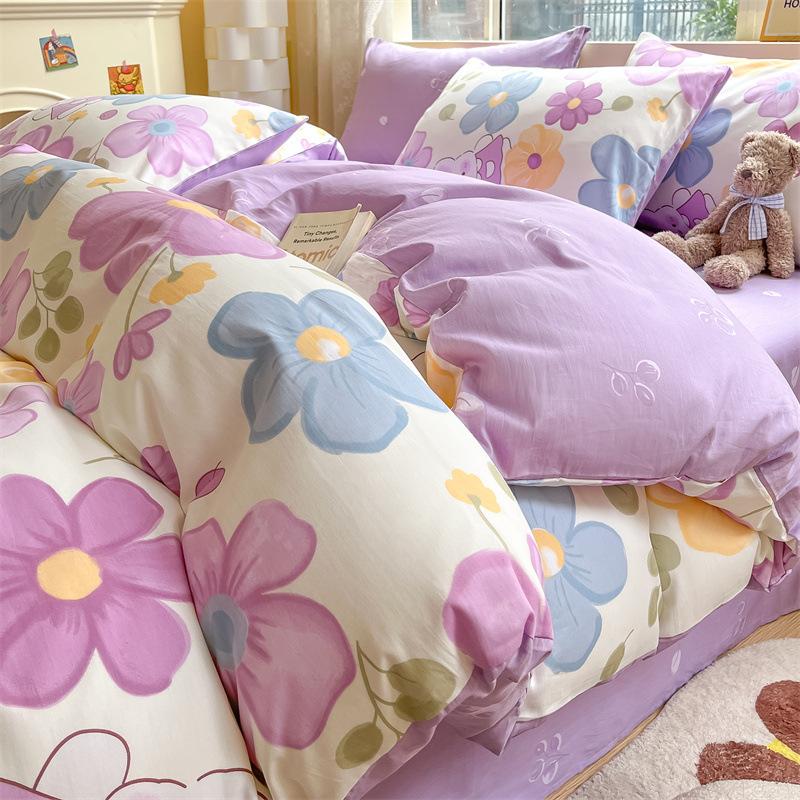 Fire-delt rent bomulls fire-delt sett, ren bomull, friskt og fortykket dynetrekk