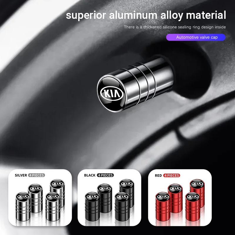 4pcs Car Tire Valve Caps Anti Rust Dustproof Covers For KIA Sportage Seltos Sorento K3 K4 Soul Carnival EV6 EV9 Carnival K5 EV5