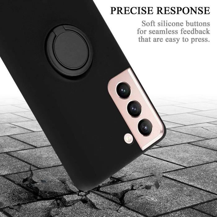 Coque - booling - samsung galaxy s23 - noir - anneau rotatif 360° - souple en silicone