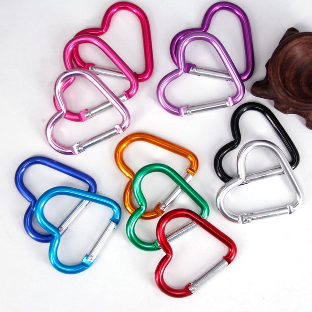 10Pcs Heart Star Carabiner Clip KeyRings Carabiner Keychains Metal Spring Snap Hook for Purse Handbag Hardware