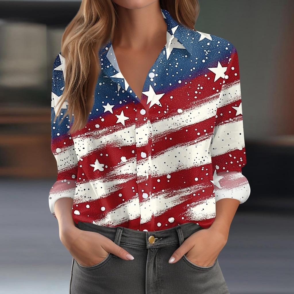 Dámská košile halenka s potiskem tlačítka s dlouhým rukávem ležérní základní košilový límec s běžným topem