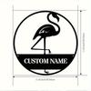 Metal Flamingo Wall Decor, Personalized Family Name Sign, Rustic Indoor Outdoor Art, Unique Home Gift