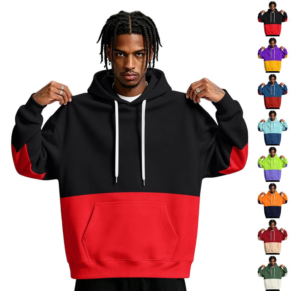 Men's Colorblock Hoodie with Pocket Casual Athletic Pullover