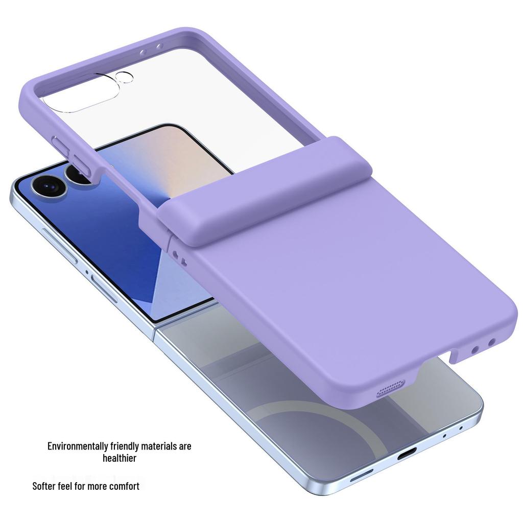 Coque de protection transparente Samsung Z Flip7 avec film de protection en verre trempé couvrant intégralement