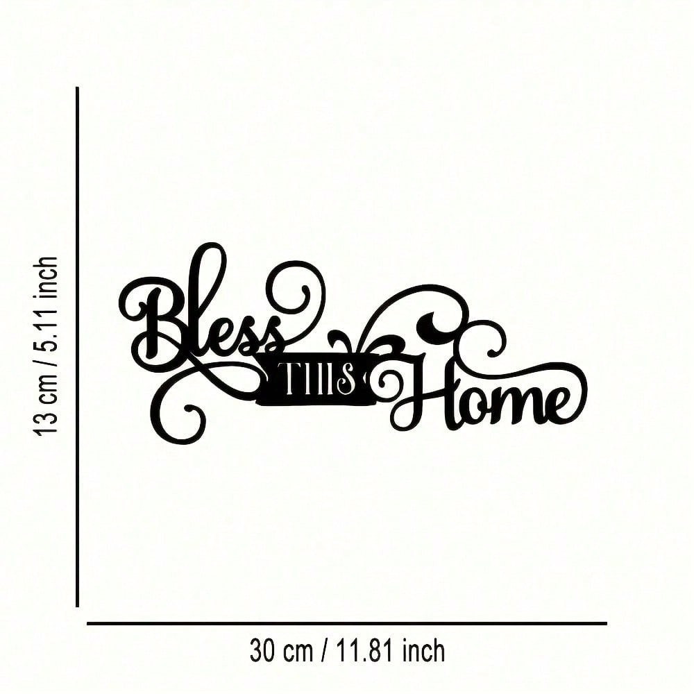 Bless This Home Metal Wall Art - Minimalist Iron Sign, Indoor Outdoor Decor, Music Lover Gift