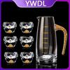 Diamond Cutting Crystal Liquor Glasses Set With Wine Dispenser Vodka Shot Glass Wine Glasses Whiskey Spirits Sake Brandy Teacup