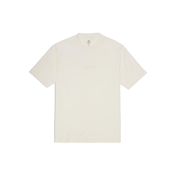 Converse Drop Shoulder Sleeve T Shirt Unisex Ecru 10022515-A01