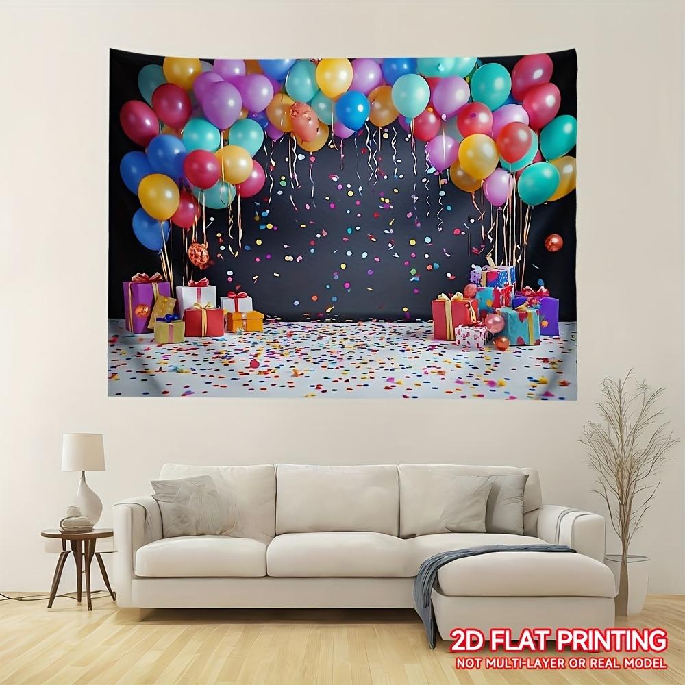 1pc Polyester Fiber Cartoon Balloons and Gifts Photography Backdrop for Birthday Party and Home Decor