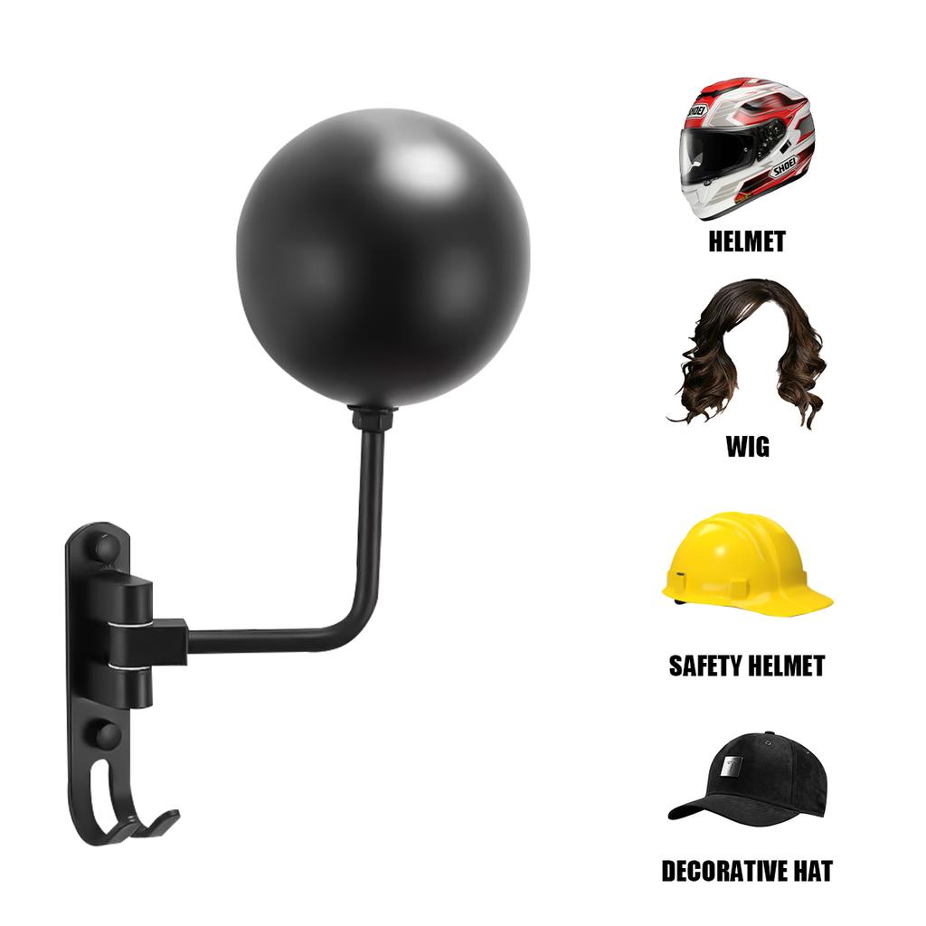 1/2Pc Wall Mounted Helmet Holder Stainless Steel 180° Rotation Motorcycle Rack with Double Hook Bike Helmet for Bicycle Helmets